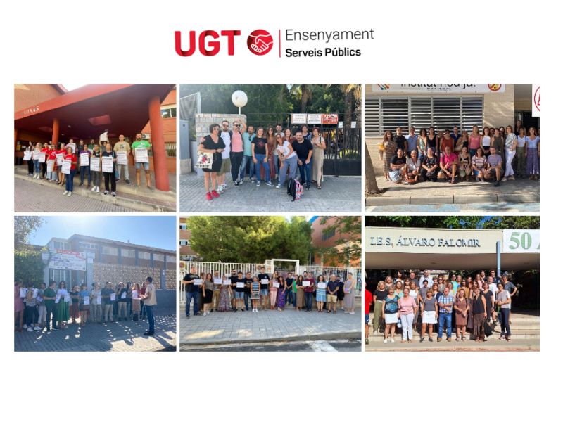 UGT dona suport a les concentracions del professorat contra la mala gestió de la Conselleria d’educació.