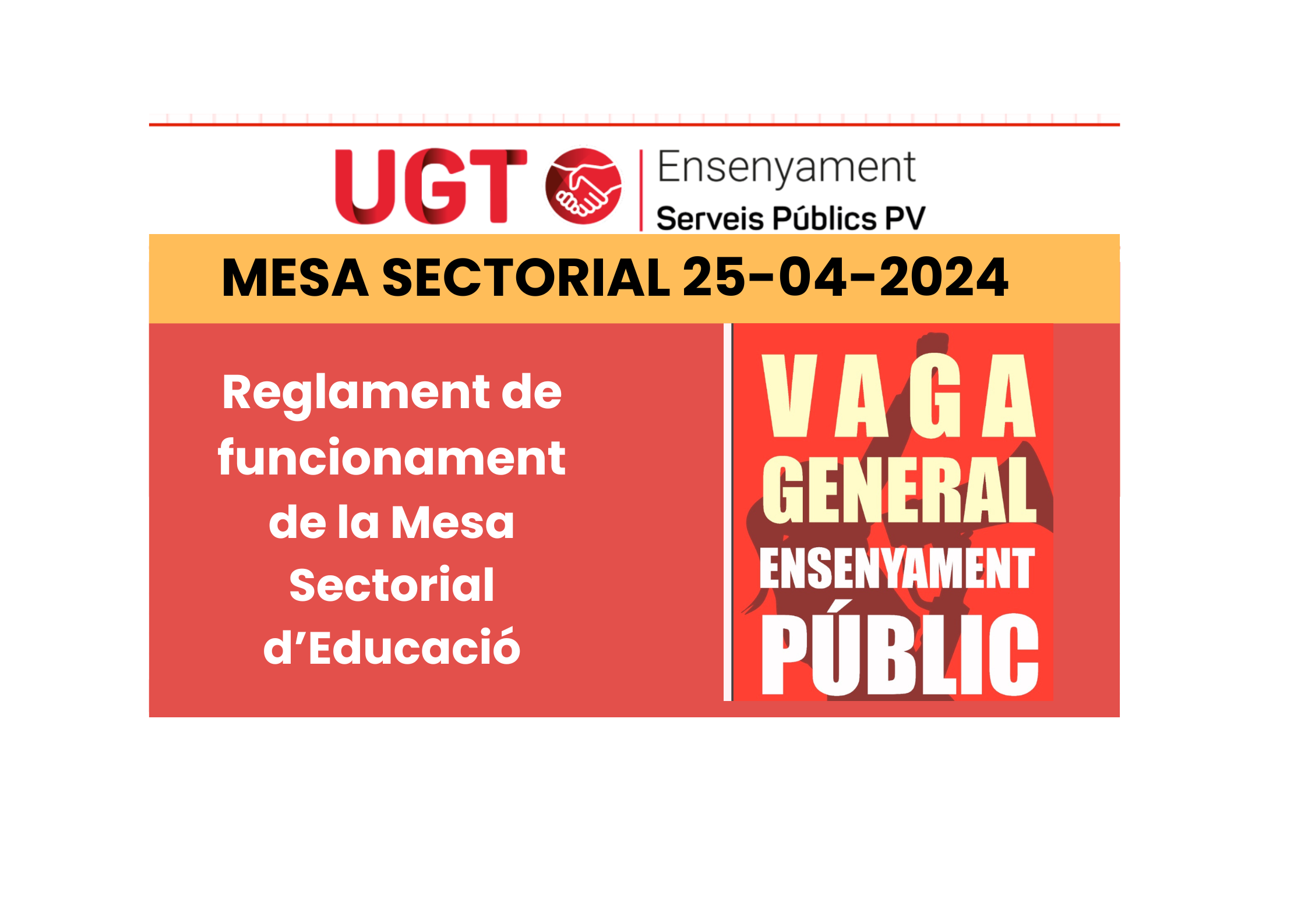 MESA SECTORIAL 25-04-24. Reglament de funcionament de la Mesa Sectorial d’Educació.