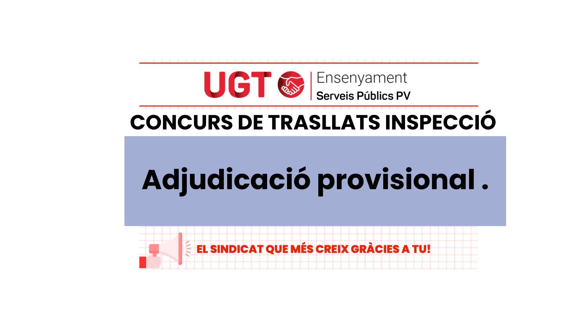 UGT INFORMA: Adjudicació provisional  concurs de trasllats del cos d’inspectors i inspectores.