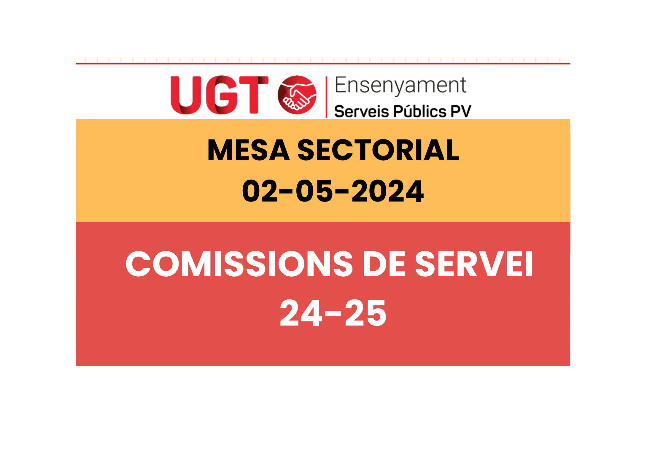 MESA SECTORIAL 02-05-24: Comissions de servei 2024-2025.