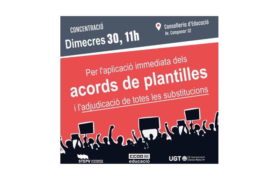 UGT denuncia: Per l’aplicació immediata de l’acord de plantilles i cobertura de les substitucions i vacants.