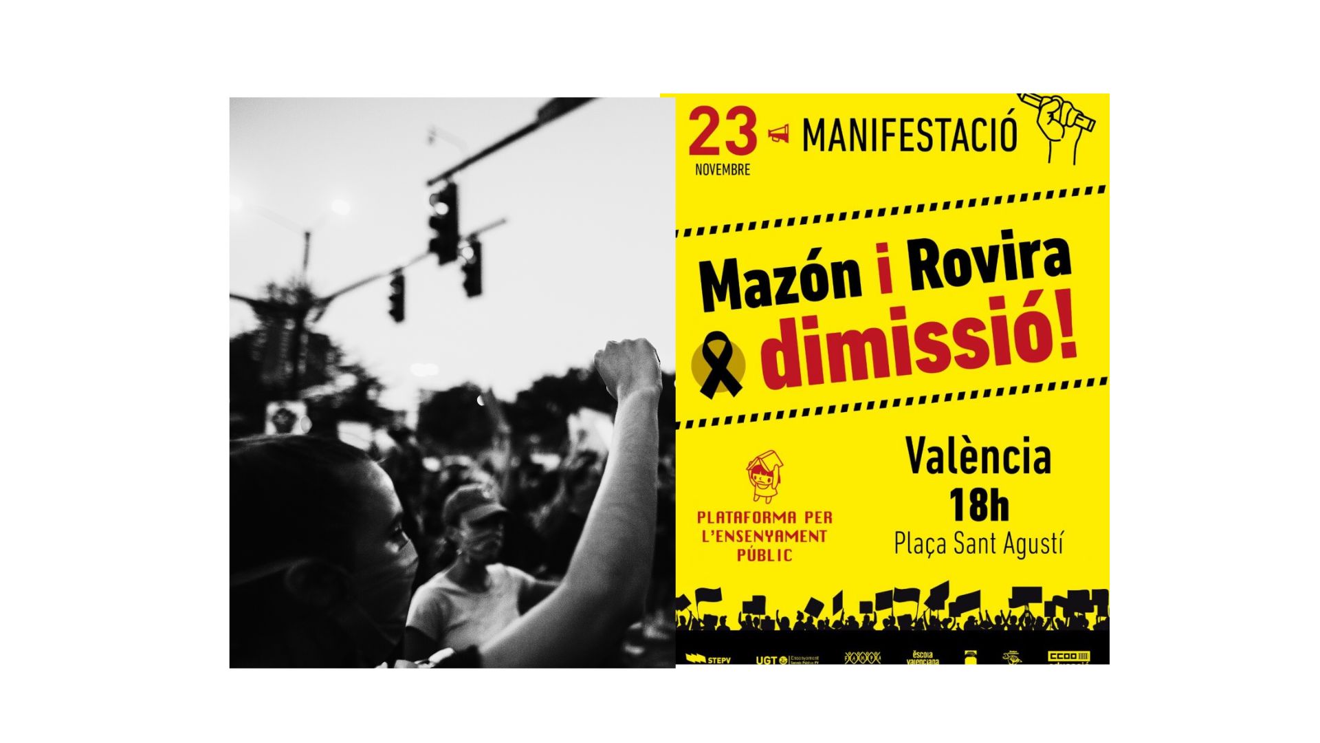 UGT INFORMA. MANIFESTACIÓ 23N. Marxa a peu i autobusos des de l’Horta Sud fins a la Plaça Sant Agustí en homenatge al voluntariat.