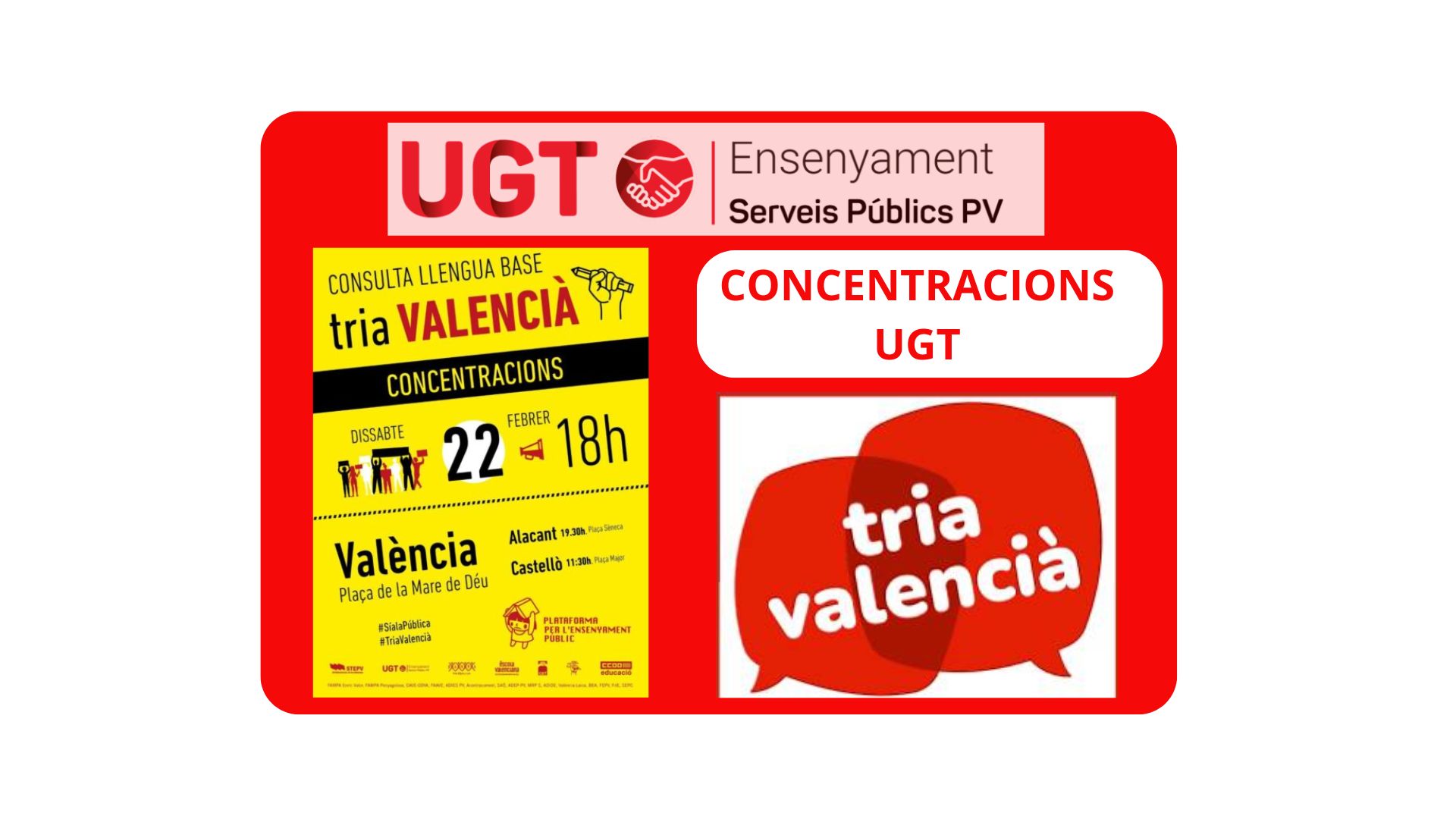 UGT MOBILITZACIONS. La Plataforma en Defensa de l’Ensenyament Públic  ens mobilitzem a les capitals de províncies.