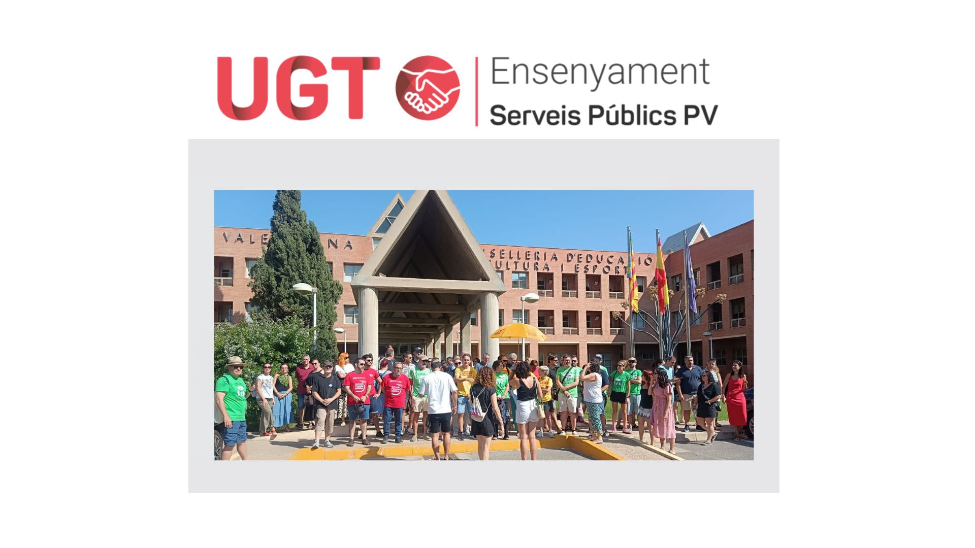 UGT denúncia l’abandonament institucional dels equips directius i dona ple suport a la concentració davant la Conselleria d’Educació