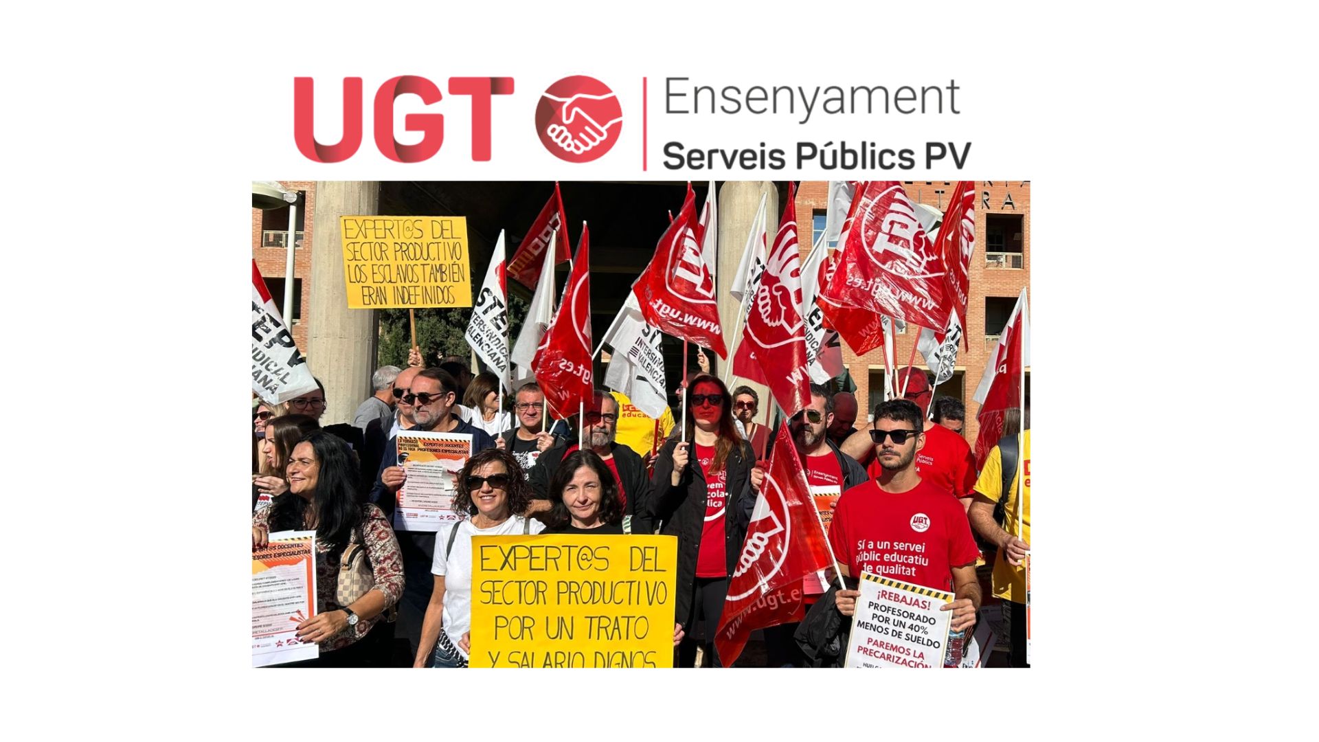 UGT denuncia la precarietat del professorat expert i especialista i dona suport a la vaga indefinida