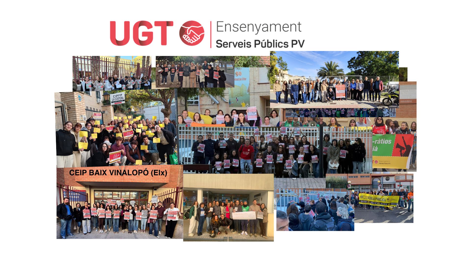 20N. El personal educatiu ompli les concentracions del matí per exigir millores salarials i de condicions de treball