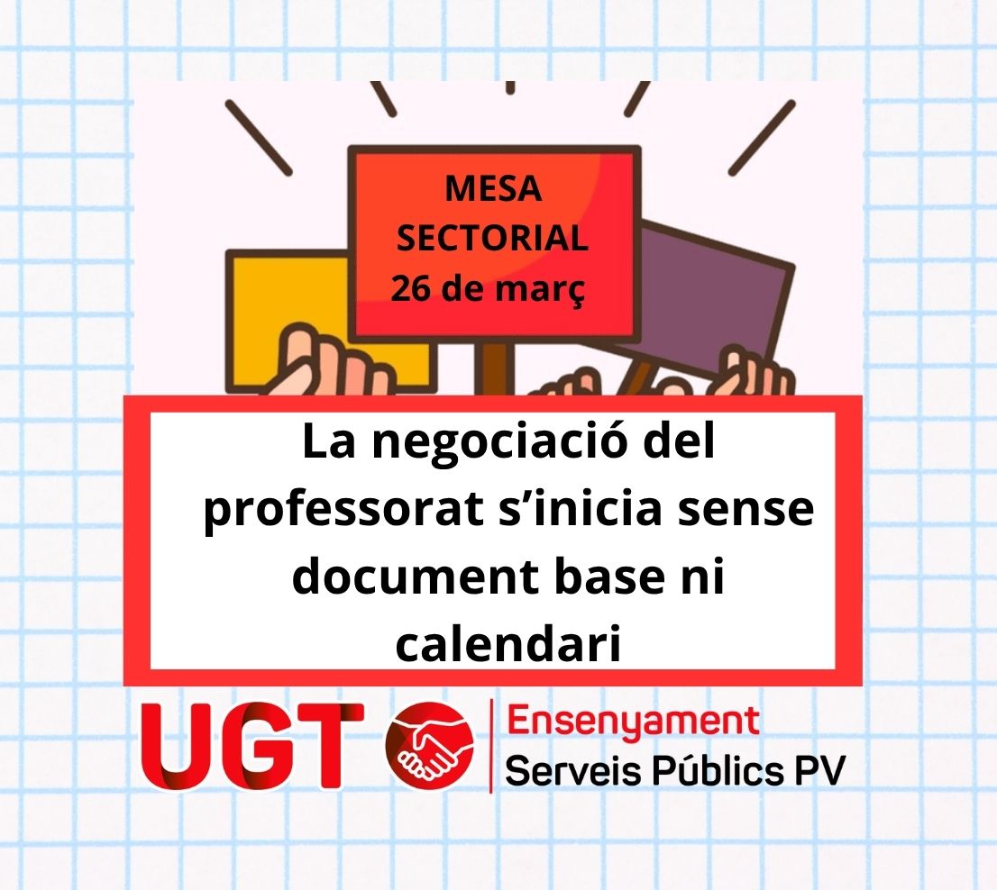 La negociació del professorat s’inicia sense document base ni calendari
