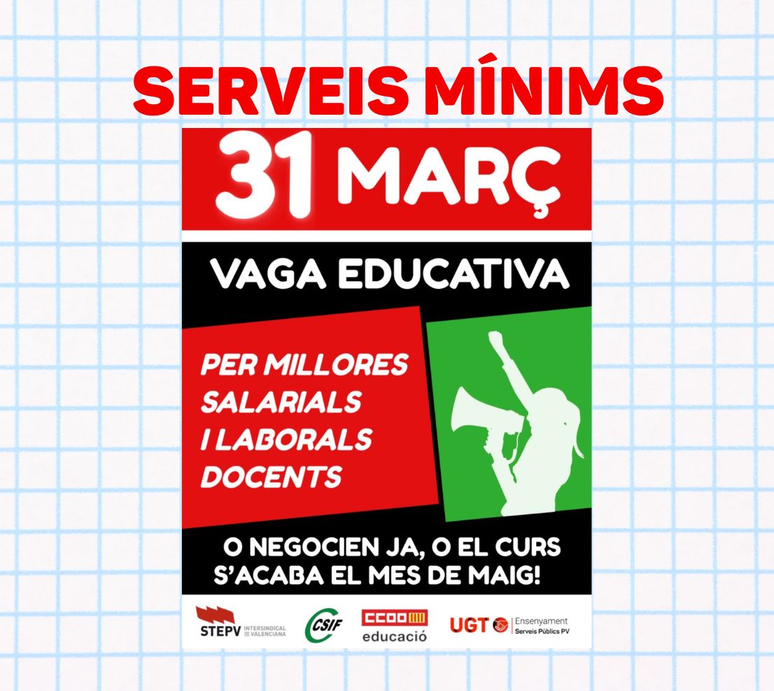 UGT INFORMA. VAGA 31M. Serveis mínims.