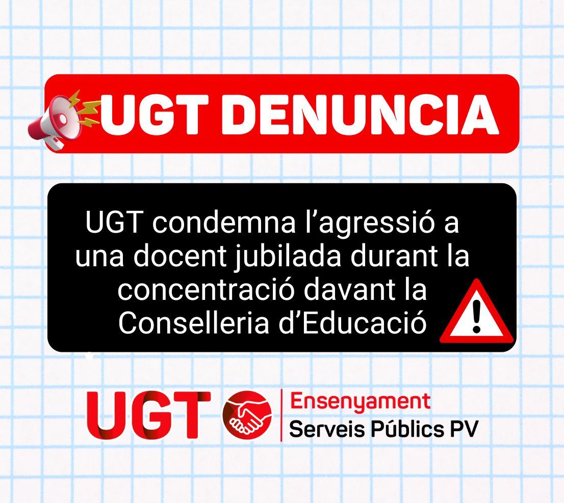 UGT rebutja qualsevol violència contra les persones manifestants.