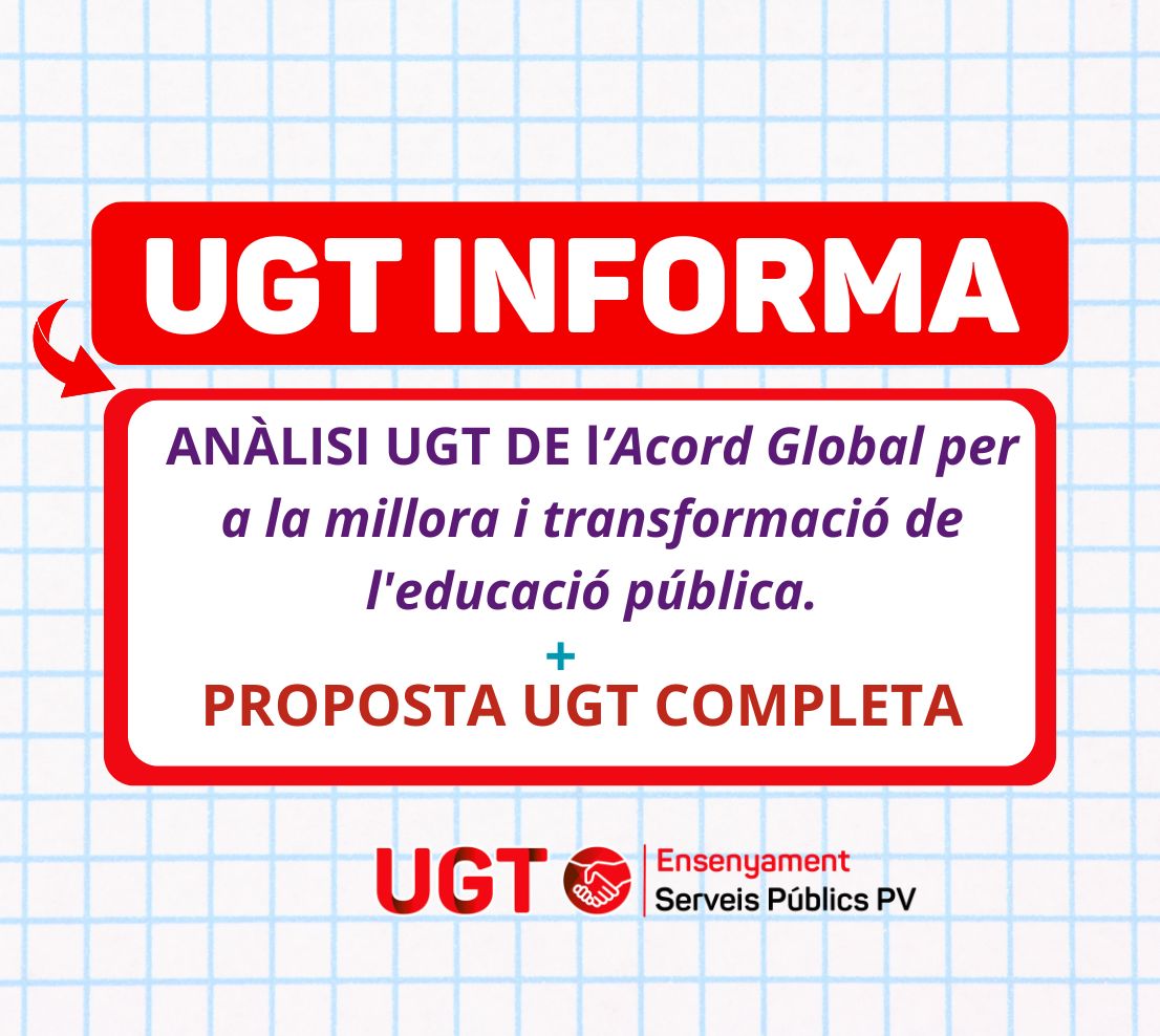 ANÀLISI UGT DE  l’Acord Global per a la millora i transformació de l’educació pública.