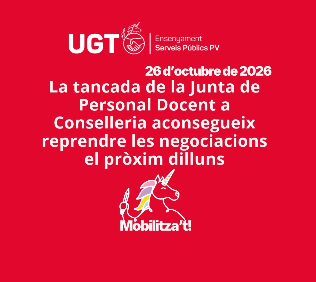 La tancada de la Junta de Personal Docent a Conselleria aconsegueix reprendre les negociacions el pròxim dilluns